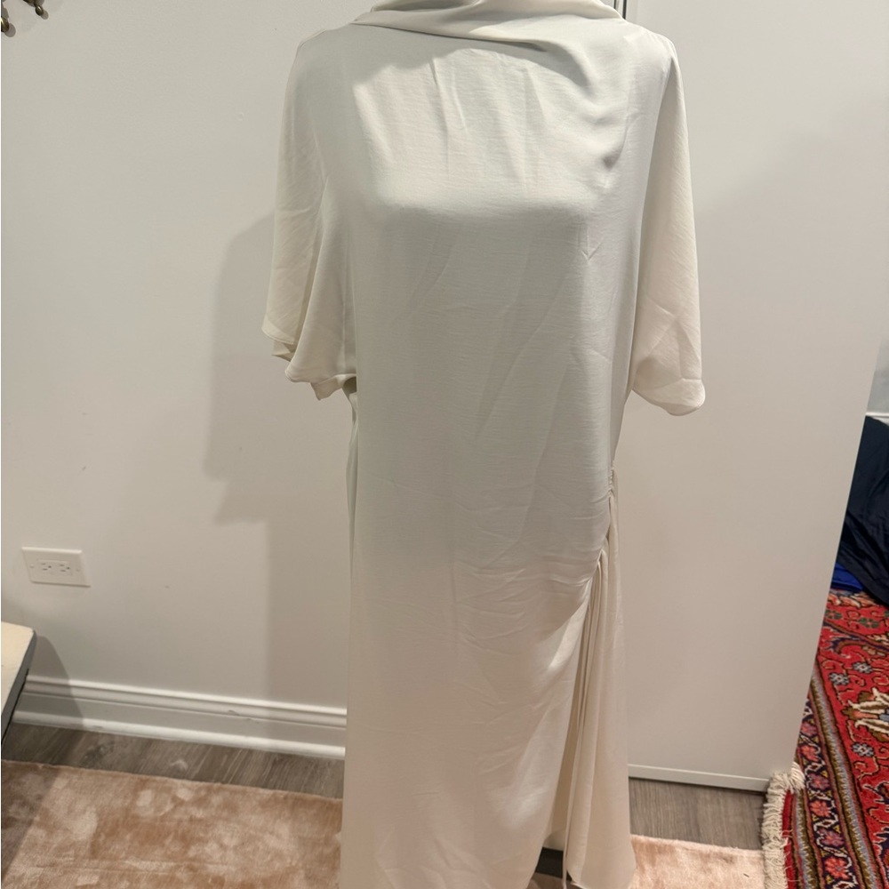 All Saints Elegant Cream Women's Draped Midi Dress